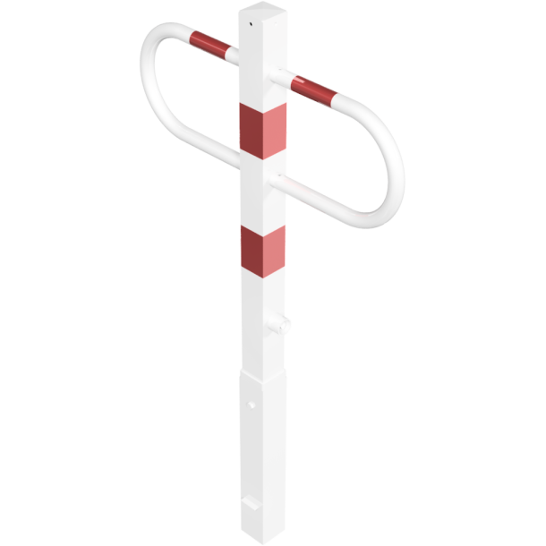 Passage and | car-park barrier | removable with | triangular lock | hot-dip galvanized and white coated withred reflecting stripes